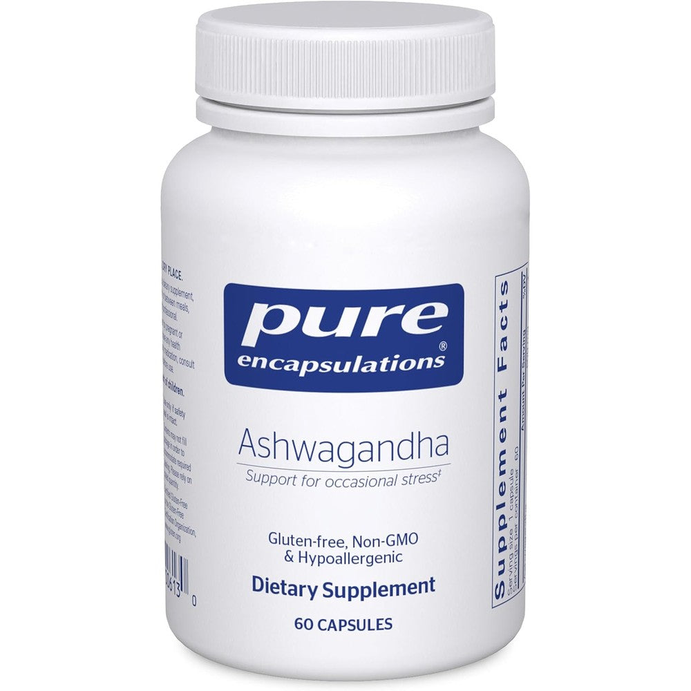Pure Encapsulations Ashwagandha 500 mg supplement capsules bottle