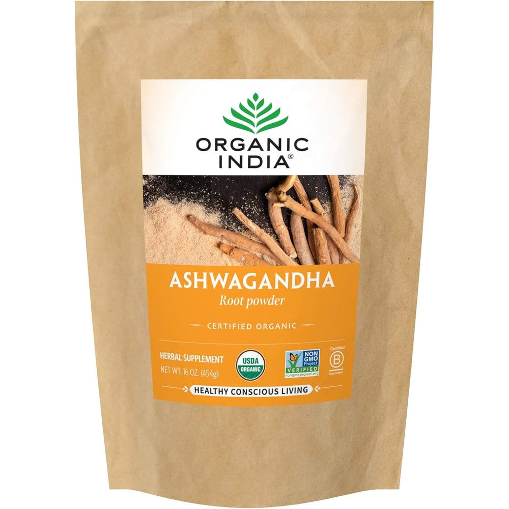 ORGANIC INDIA Ashwagandha powder 1 lb herbal supplement bag