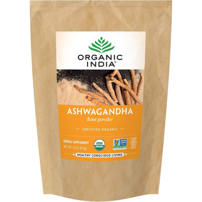 ORGANIC INDIA Ashwagandha powder 1 lb herbal supplement bag