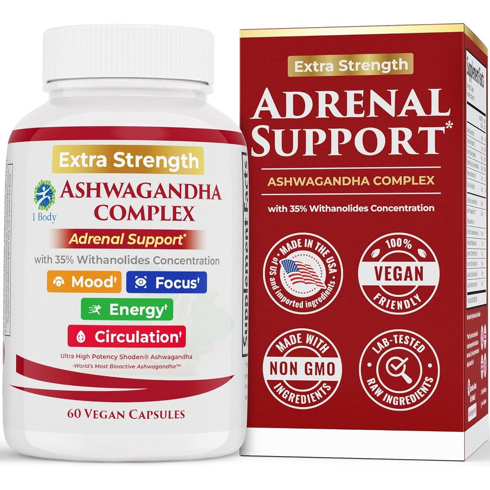 Ashwagandha Complex Adrenal Support Supplement Bottle