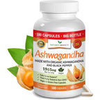 Nature's Branch organic ashwagandha capsules 180 count with black pepper for absorption