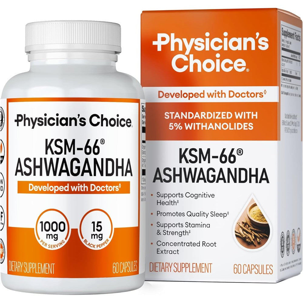 Physician's Choice KSM-66 ashwagandha somnifera root extract 1000mg vegan capsules