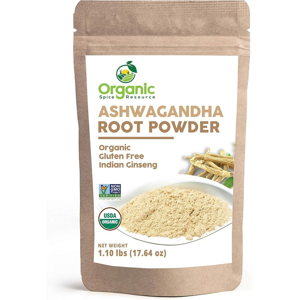 organic withania ashwagandha root powder in a resealable bag supplement