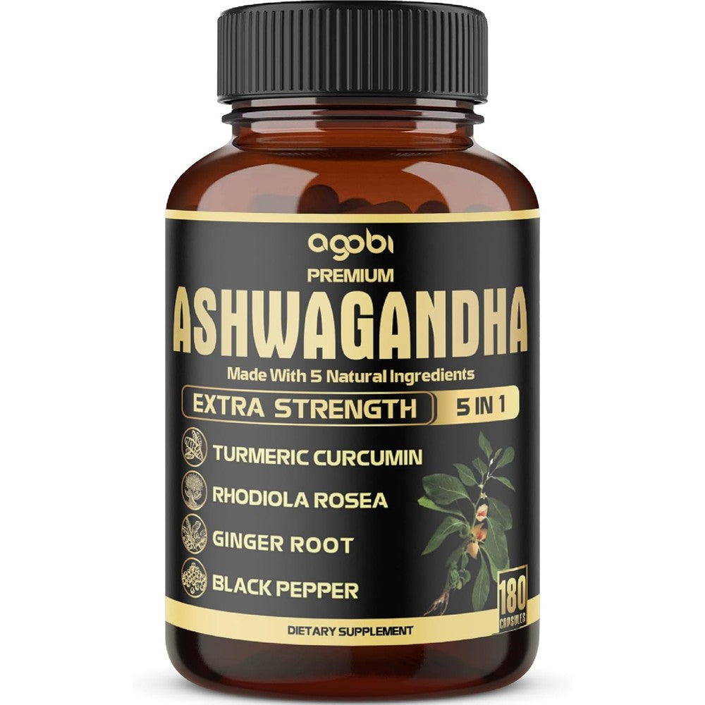 agobi 5 in 1 premium withania ashwagandha complex with turmeric 180 capsules