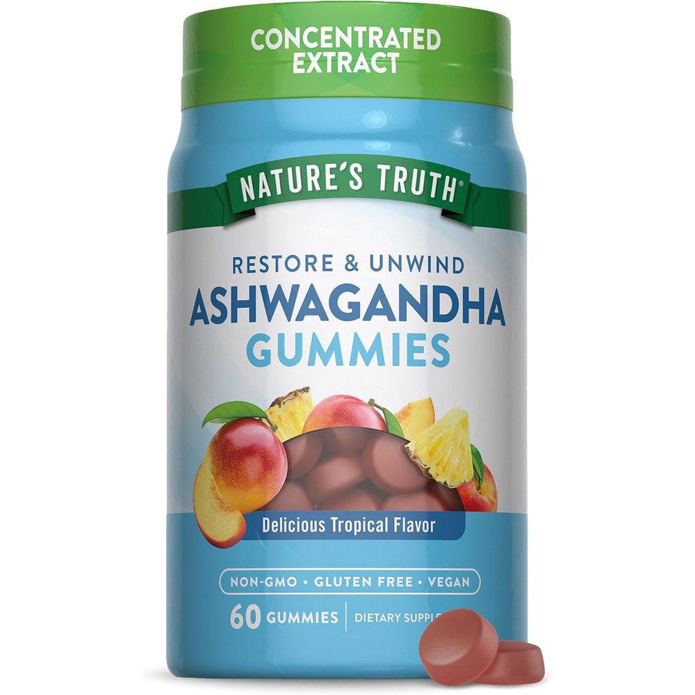 Nature's Truth Ashwagandha Gummies 60 count for daily stress relief and relaxation