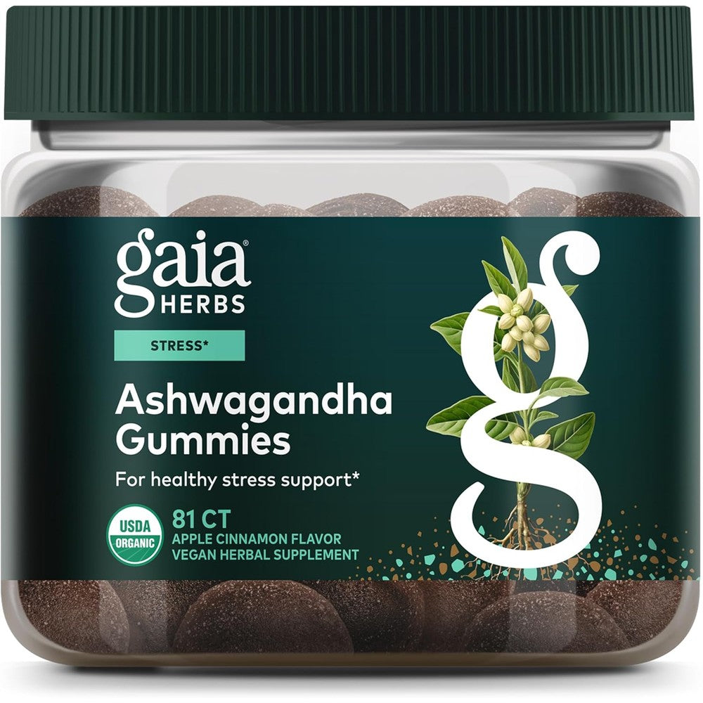 Gaia Herbs Ashwagandha somnifera gummies for organic stress support and daily wellness
