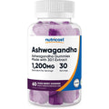 Nutricost Ashwagandha Gummies mixed berry flavor bottle front view for herbal stress relief