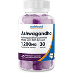Nutricost Ashwagandha Gummies mixed berry flavor bottle front view for herbal stress relief