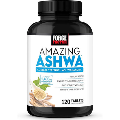 Force Factor Amazing Ashwa 120 Tablets Bottle Front