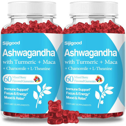 Sijigood Ashwagandha gummies mixed berry bottle herbal supplement with Withania somnifera root extract