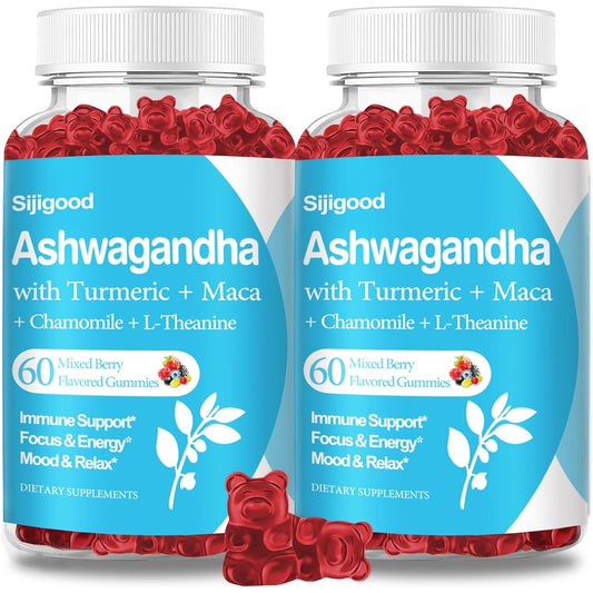Sijigood Ashwagandha gummies mixed berry bottle herbal supplement with Withania somnifera root extract