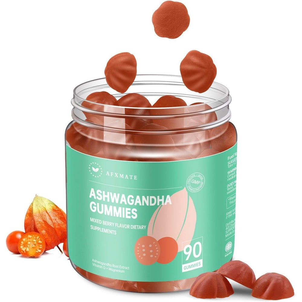 AFXMATE Ashwagandha Gummies bottle with 90 vegan gummies