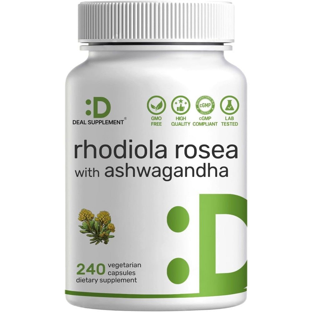 DEAL SUPPLEMENT Rhodiola Rosea best ashwagandha supplement 240 veggie capsules bottle