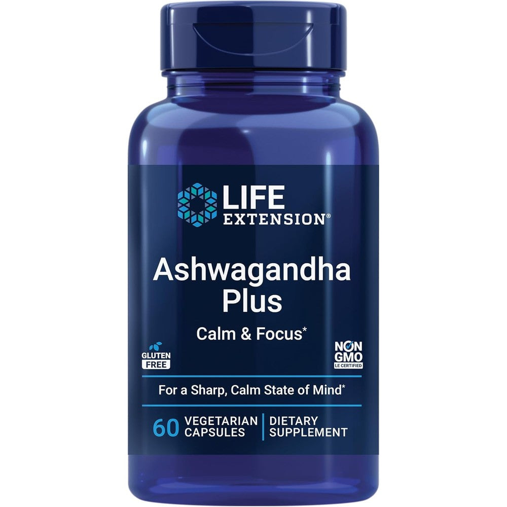 Life Extension Ashwagandha Plus Calm and Focus bottle front view