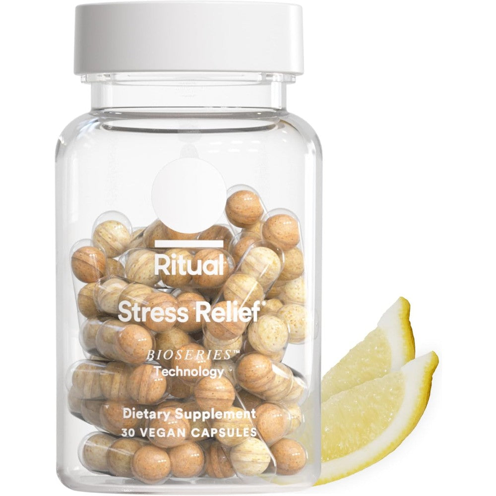 Ritual Stress Relief Supplement bottle with 30 capsules natural stress support