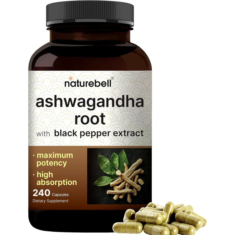 NatureBell Ashwagandha Root with Black Pepper Extract 500mg capsules