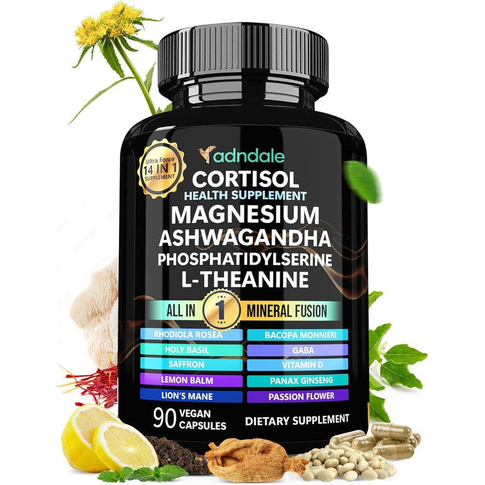 Adndale cortisol support supplement bottle 90 capsules