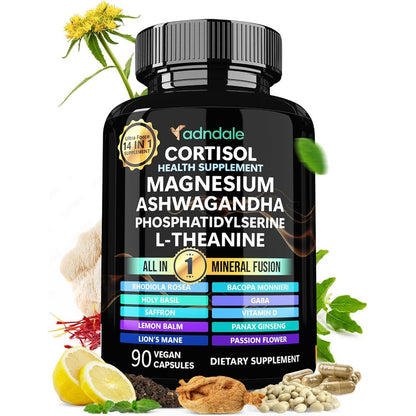Adndale cortisol support supplement bottle 90 capsules
