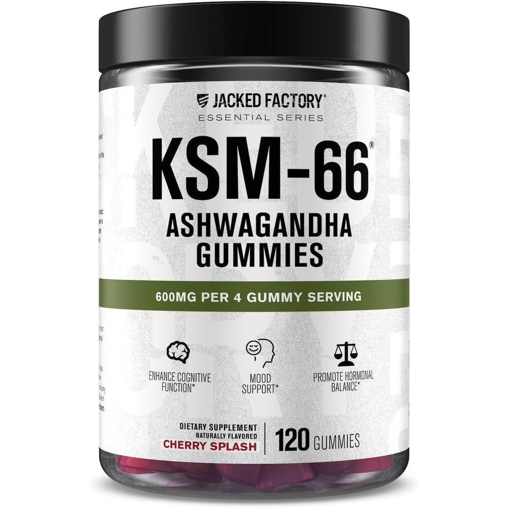 Jacked Factory KSM-66 creatine monohy best Ashwagandha capsules gummies 600mg bottle 120 count