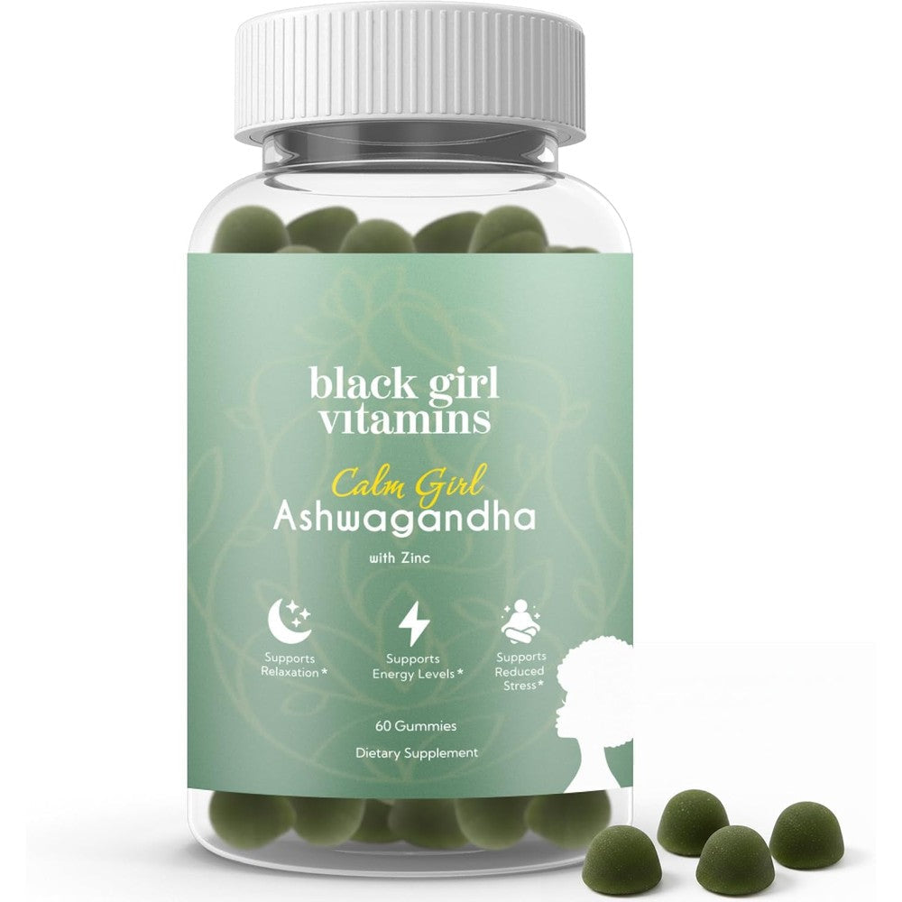Black Girl Vitamin d3 tablets Calm Girl ashwagandha gummies Zinc supplements Gummies 60-count bottle