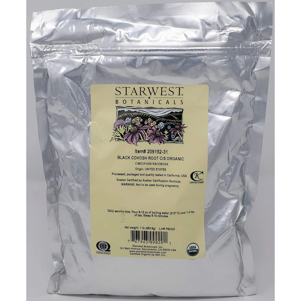 Starwest Botanicals Organic Black Cohosh Root 1 lb bag front view