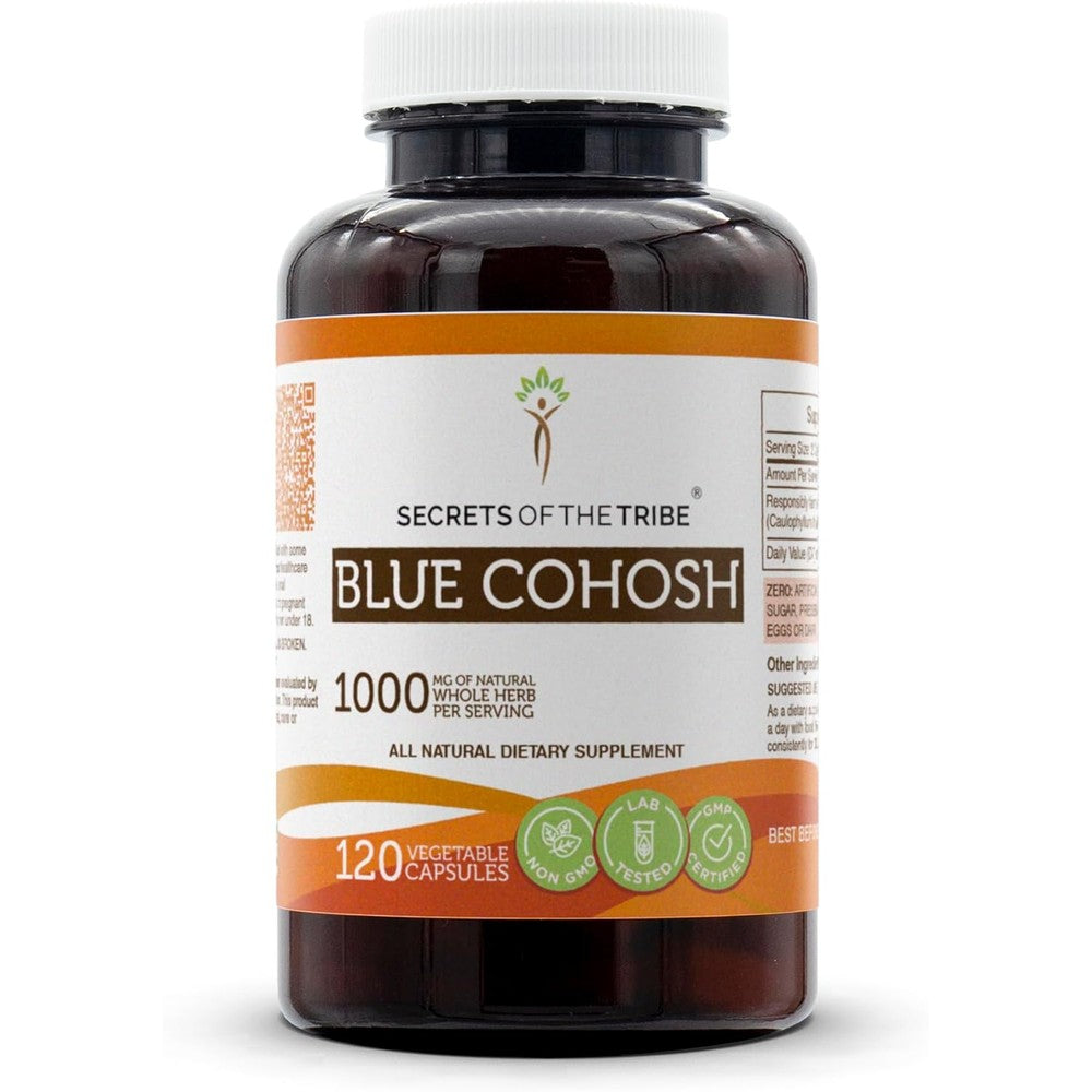 Secrets of the Tribe Blue Cohosh 120 capsules bottle front view