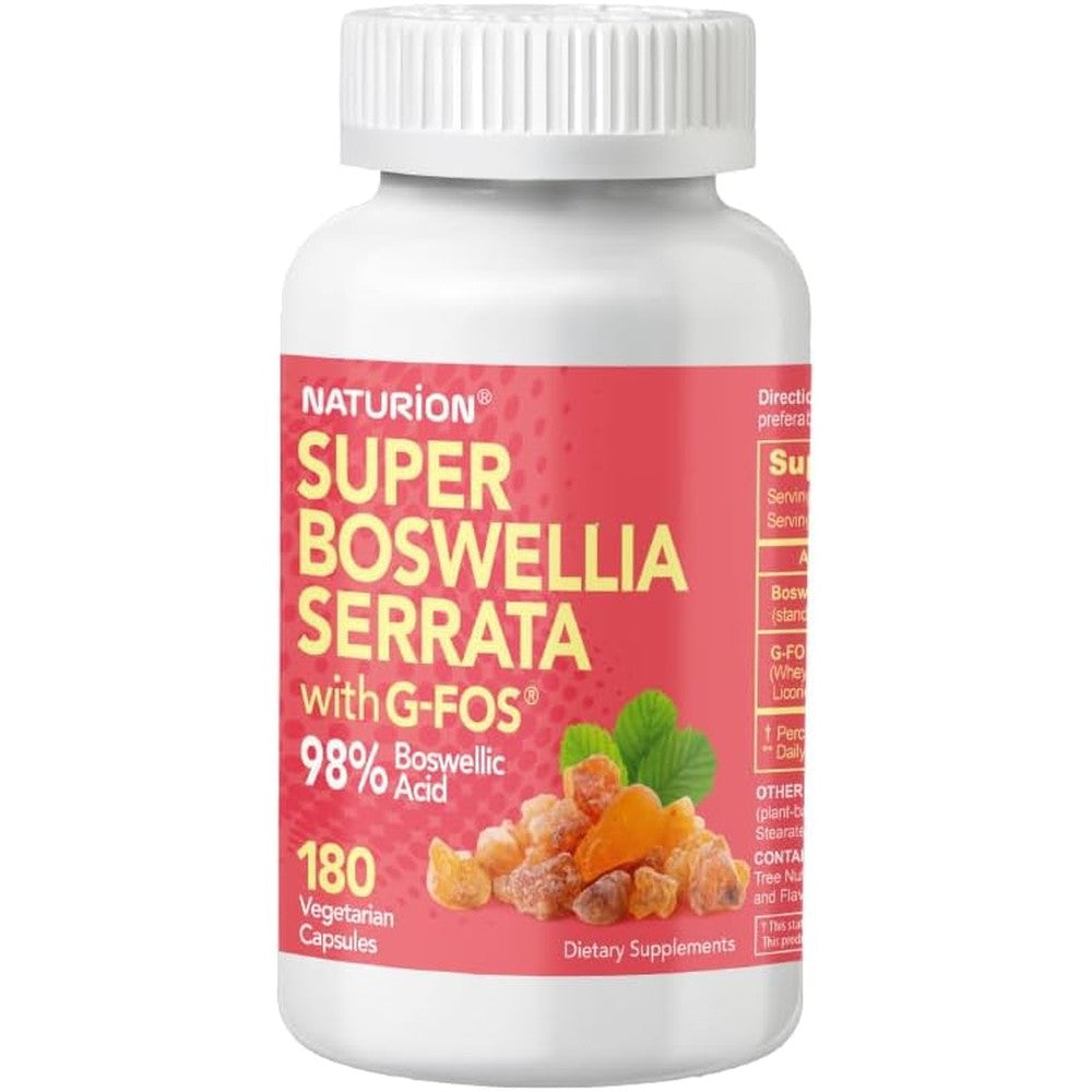 naturion super boswellia serrata extract 180 vegan capsules bottle