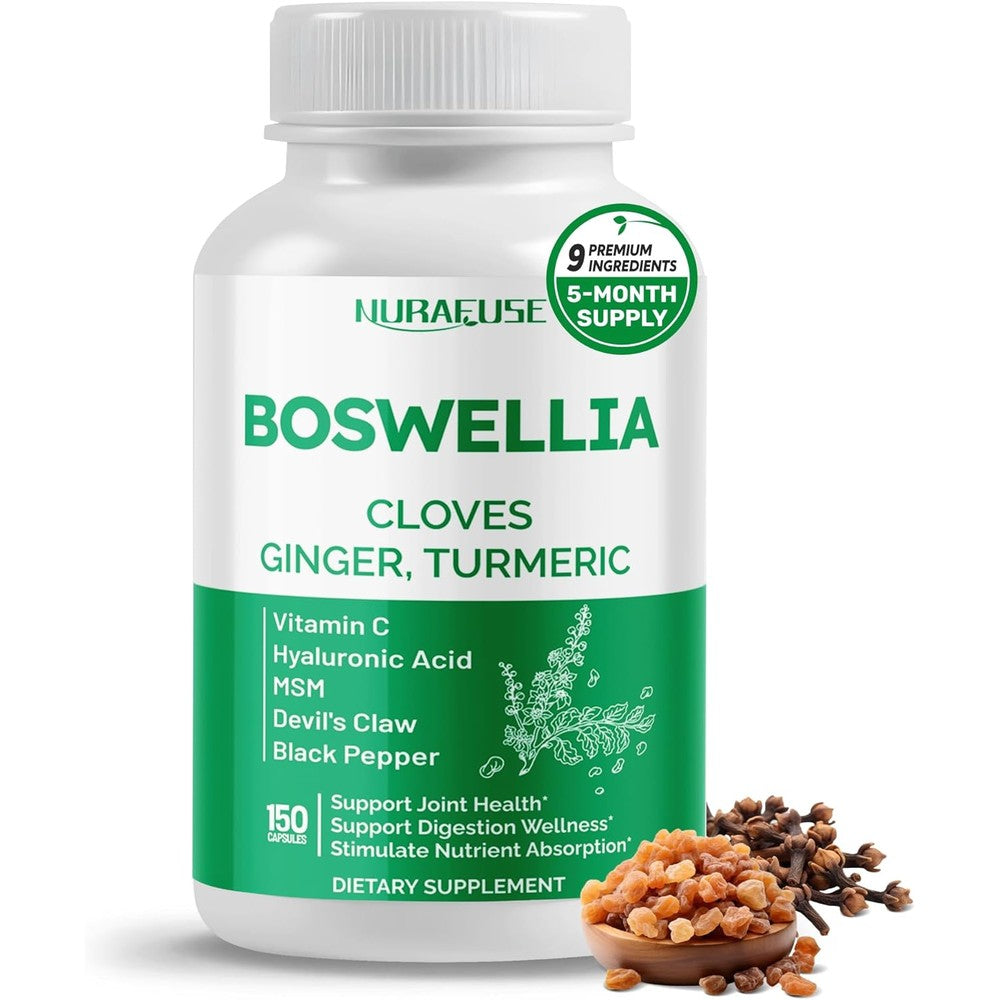 nurafuse boswellia serrata supplement 150 capsules bottle