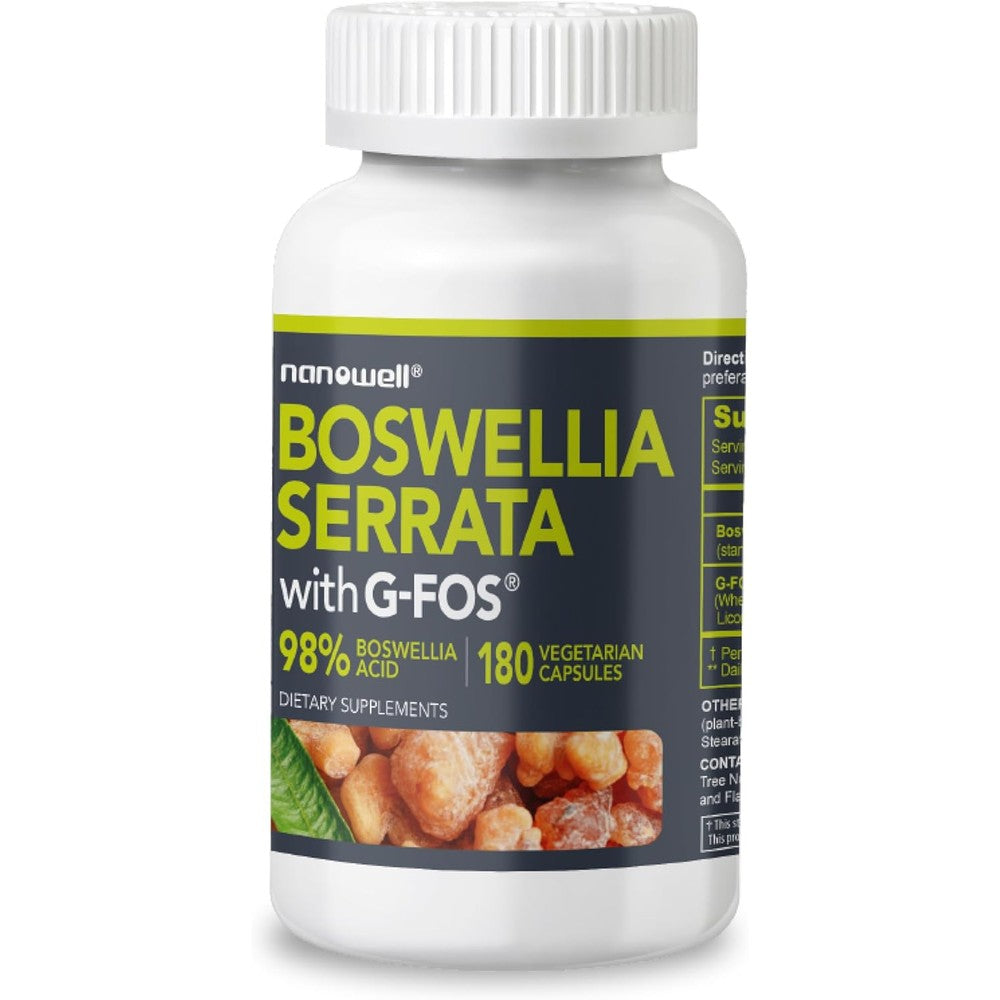 nanowell boswellia serrata extract 180 vegan capsules bottle