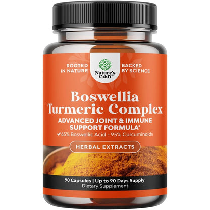 natures craft boswellia serrata turmeric supplement 90 capsules bottle