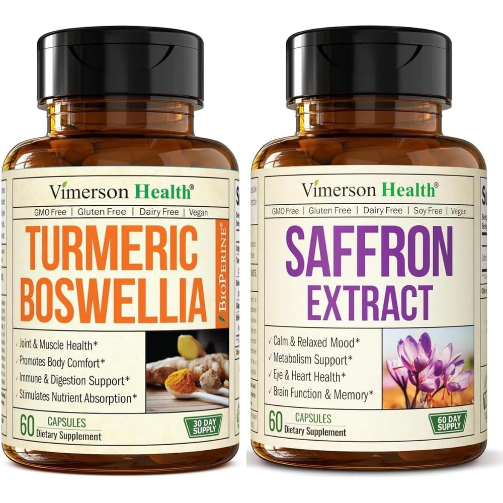 vimerson health boswellia turmeric and saffron supplement bundle bottles