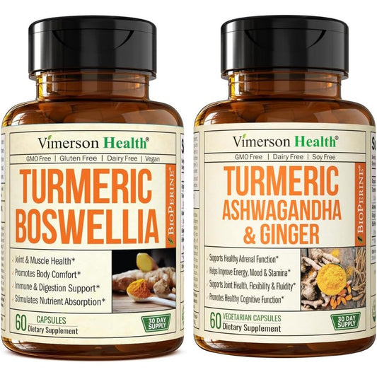 vimerson boswellia turmeric ashwagandha supplement bundle bottles