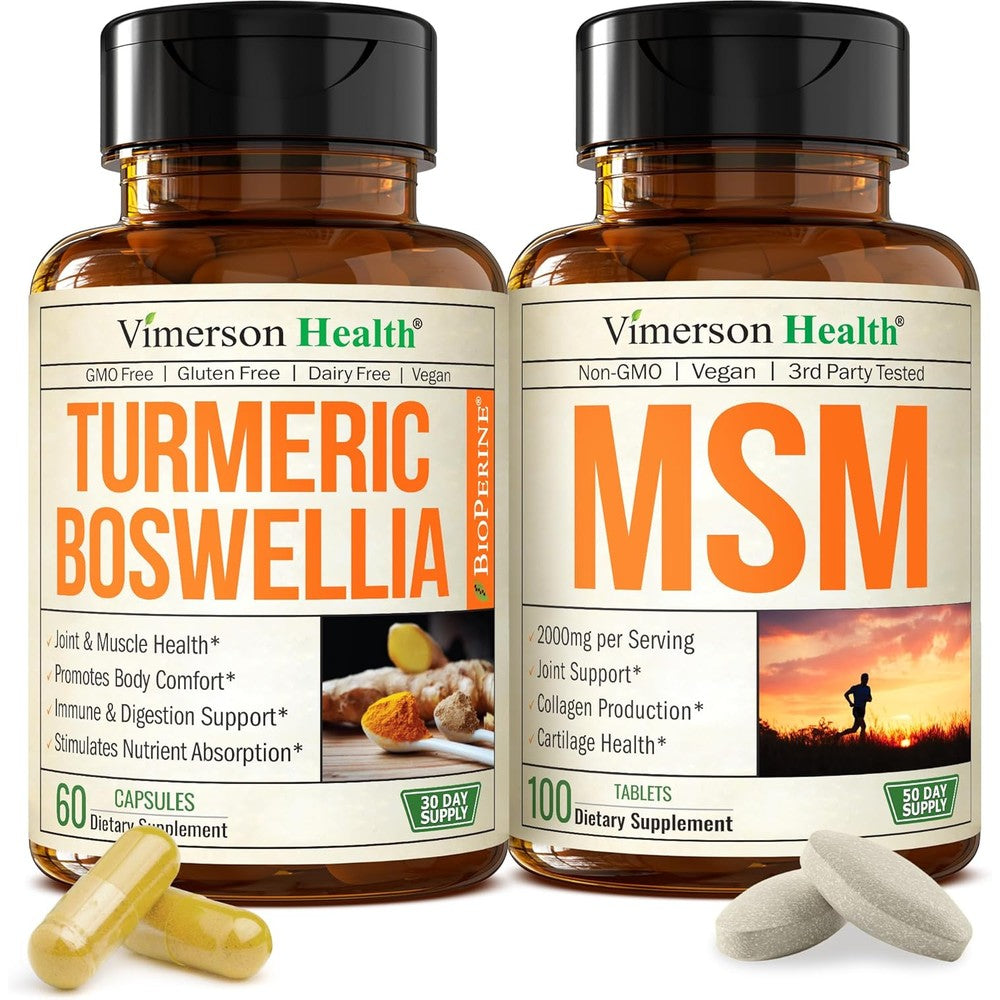 vimerson boswellia turmeric msm for joint support supplement bundle