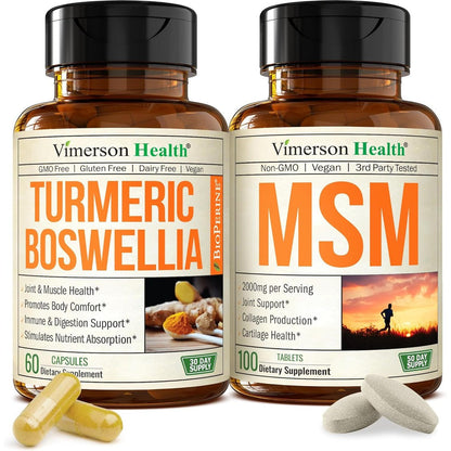 vimerson boswellia turmeric msm for joint support supplement bundle