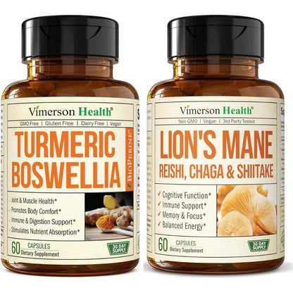 vimerson boswellia turmeric lions mane mushroom supplement bundle