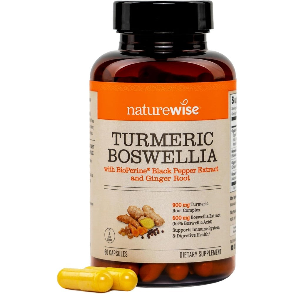 naturewise turmeric boswellia supplement 60 capsules bottle