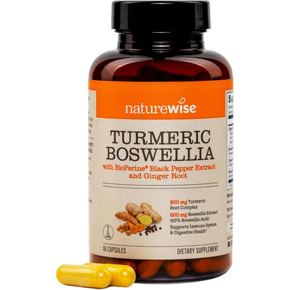 naturewise turmeric boswellia supplement 60 capsules bottle