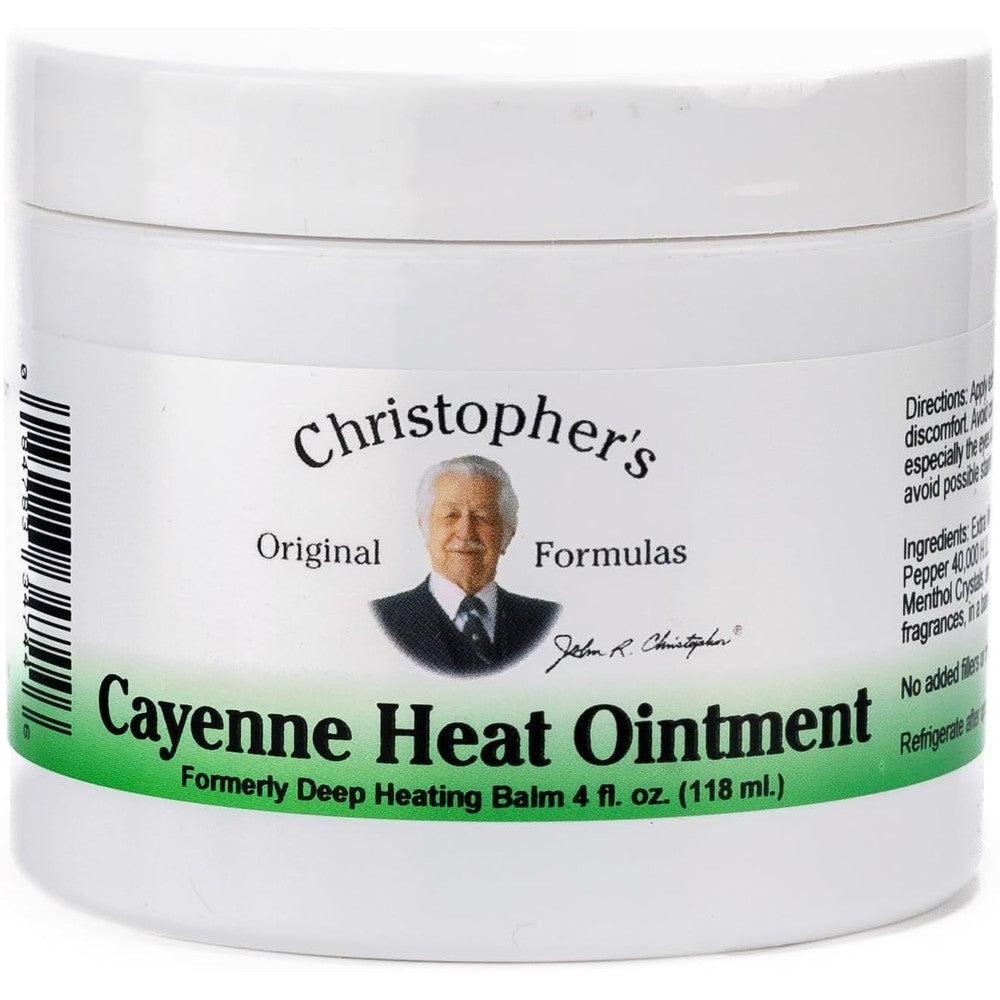 Christopher's Original Formulas Cayenne Heat Ointment 4 fluid ounce bottle front view showcasing authentic packaging.