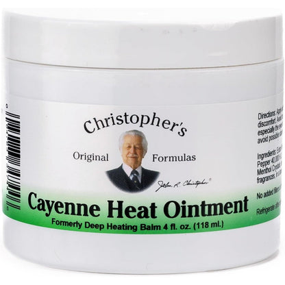 Christopher's Original Formulas Cayenne Heat Ointment 4 fluid ounce bottle front view showcasing authentic packaging.