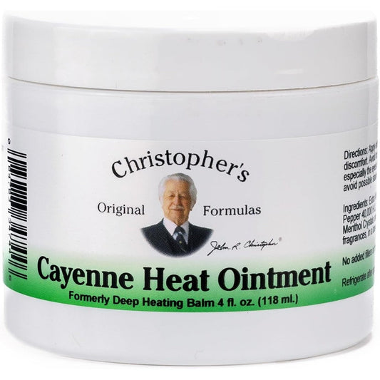 Christopher's Original Formulas Cayenne Heat Ointment 4 fluid ounce bottle front view showcasing authentic packaging.