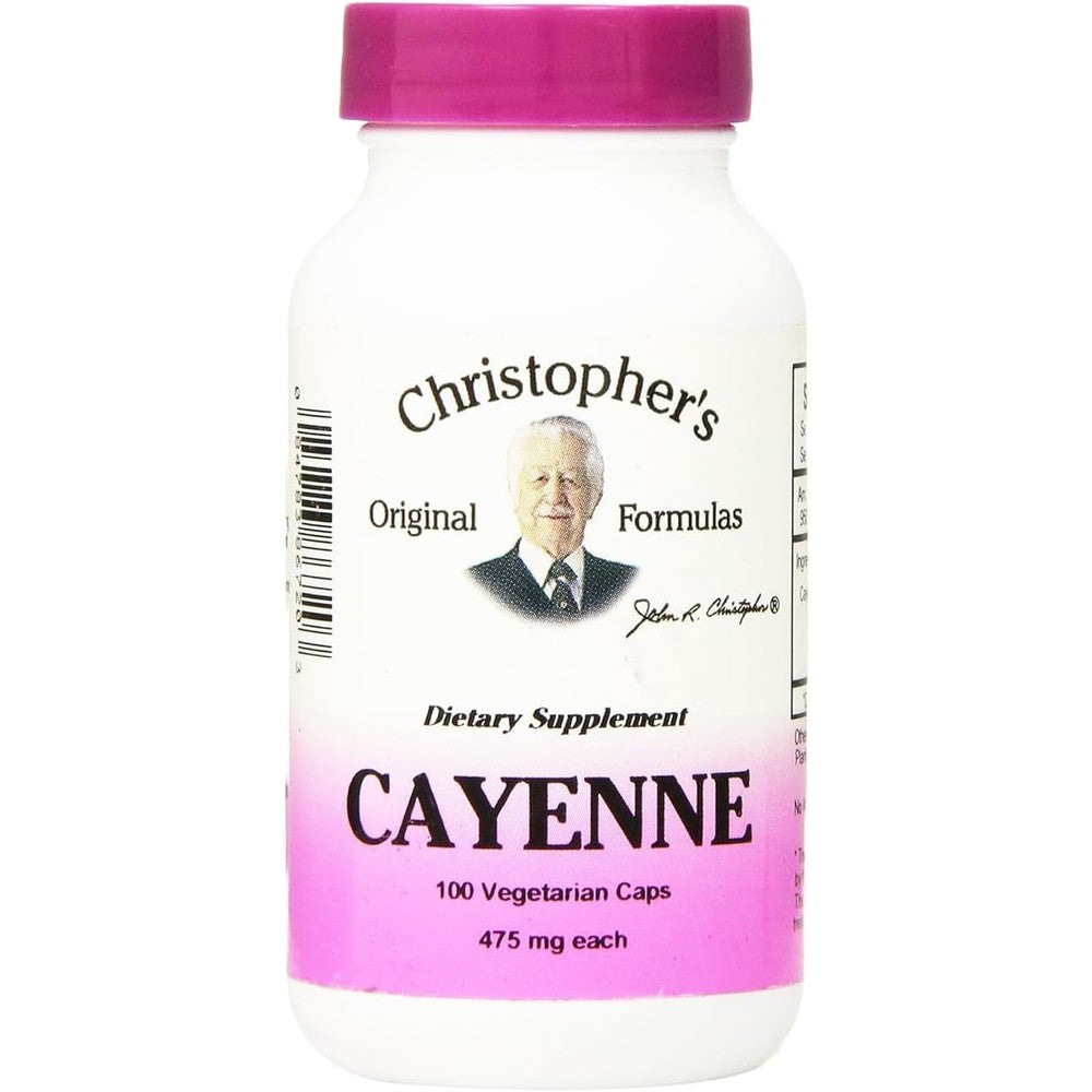 Christopher's Original Formulas Cayenne Pepper 100 Capsules front bottle view