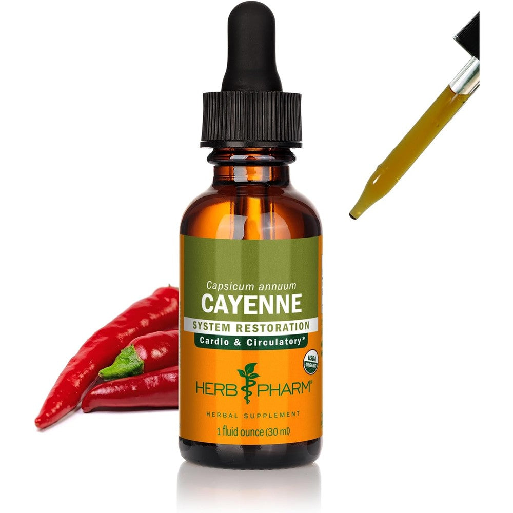 Herb Pharm Certified Organic Cayenne Extract front view for cardiovascular health support