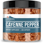 Earthborn Elements Cayenne Pepper 200 Capsules front view bottle for metabolism support.