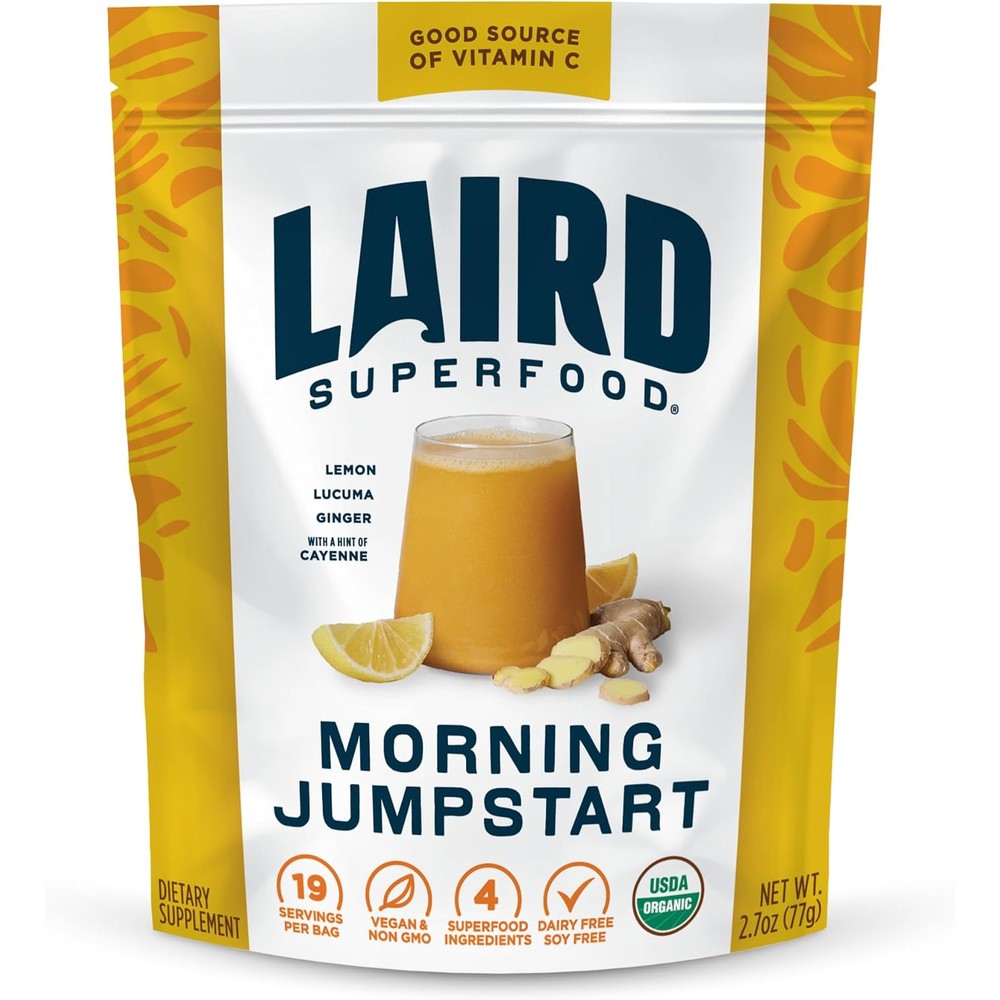 Laird Superfood Morning Jumpstart Powder front packaging view for premium morning hydration.