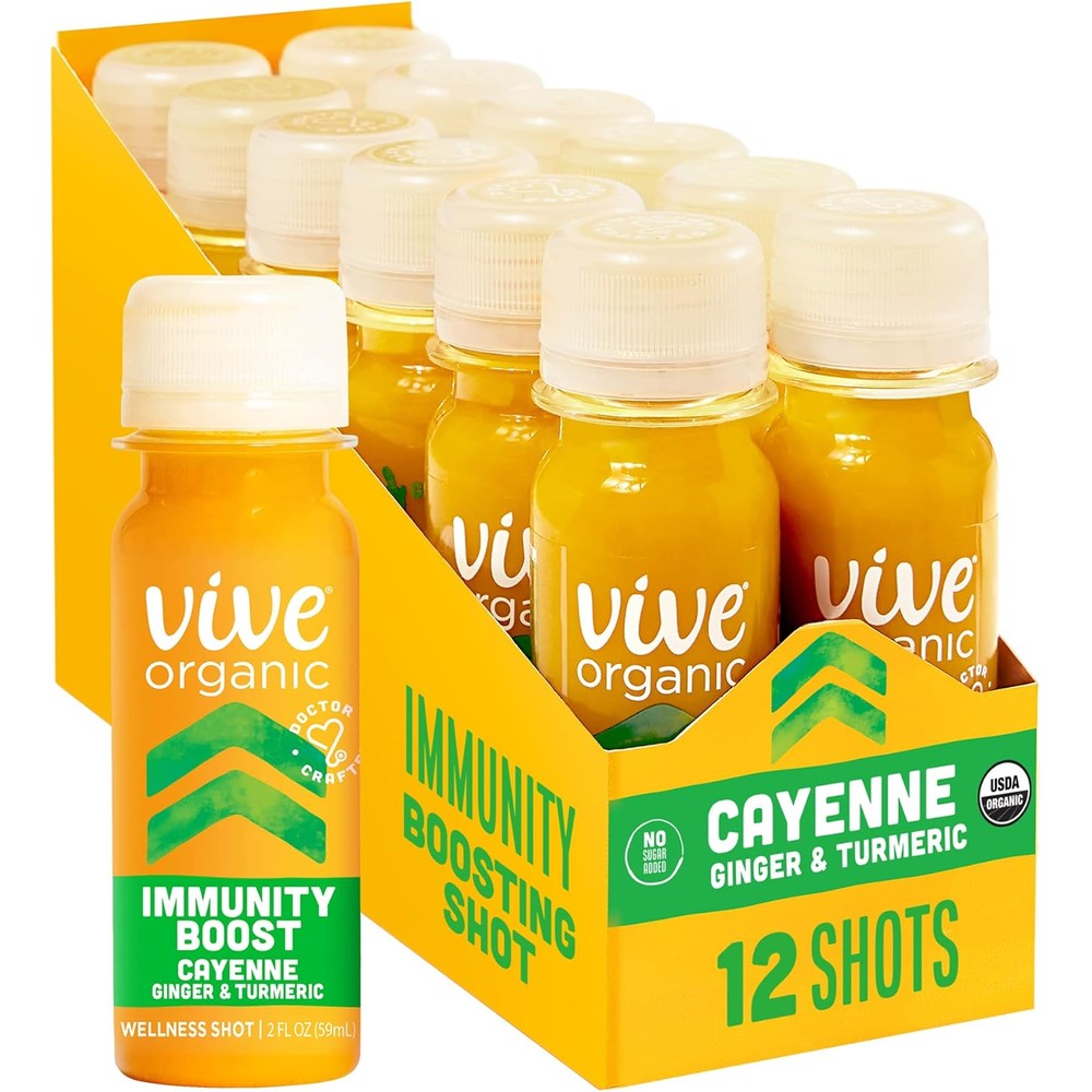 Vive Organic Immunity Support Cayenne Shot front view premium wellness drink