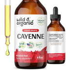 Wild and Organic Cayenne Pepper Tincture liquid drops bottle front view showing 4 fluid ounces size