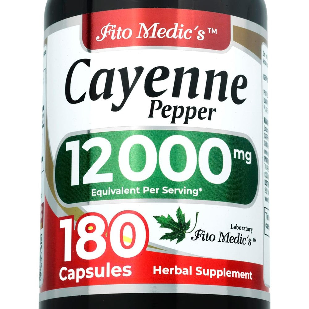 FITO MEDIC'S Lab Organic Cayenne Pepper Capsules front packaging showing 180 capsules bottle