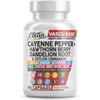 Evorina Clean Nutra Vascu Ease bottle front view displaying sixty vegan capsules for cardiovascular support