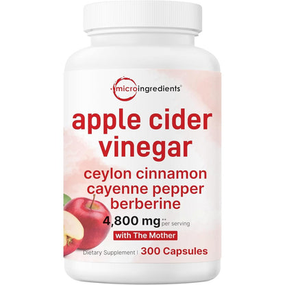 Micro Ingredients Apple Cider Vinegar Complex 300 capsules front view showing the 4 in 1 formula label.