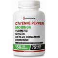 Immortal Herbs Moringa Cayenne Pepper Turmeric Ginger Capsules bottle front view showing 150 dietary supplement pills.